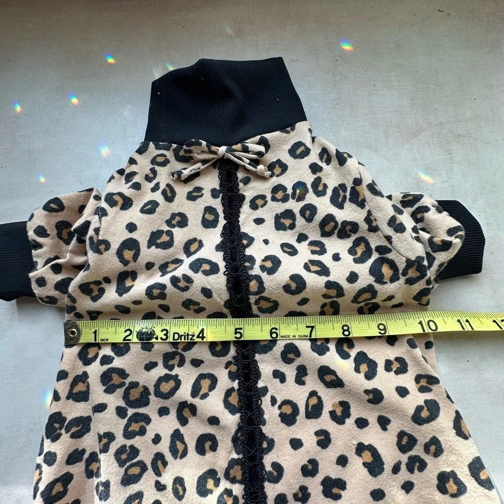 Upcycled Handcrafted Leopard Print Dog Sweater | Edgy Chic Street Style Medium